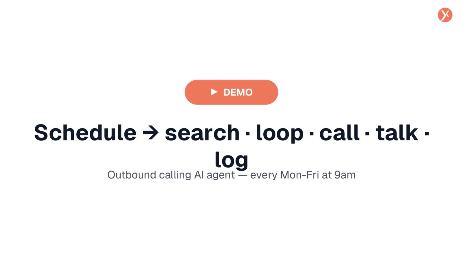 Workflow Overview: Schedule, Search, Loop, Call, Talk, Log