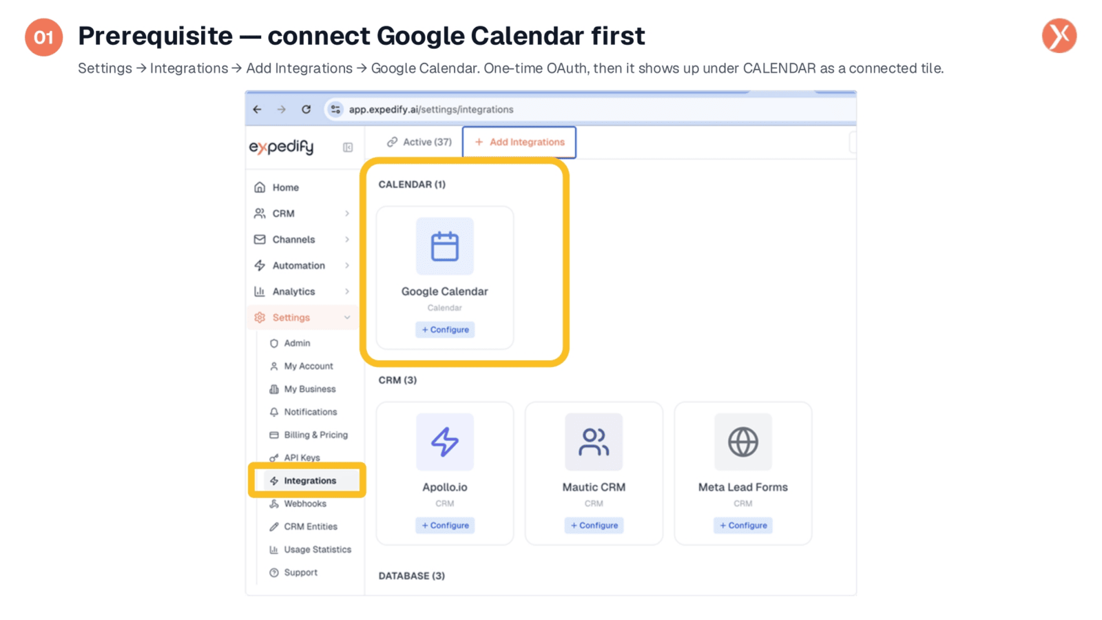Prerequisite: Connect Google Calendar First