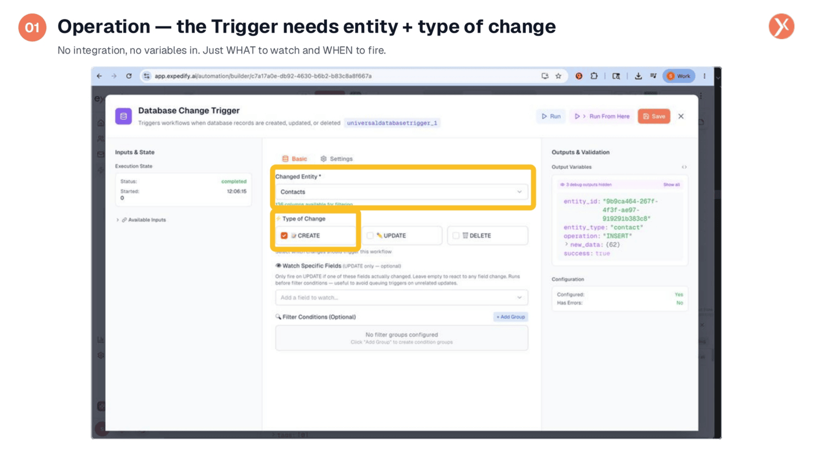 Trigger Configuration: Entity and Type of Change