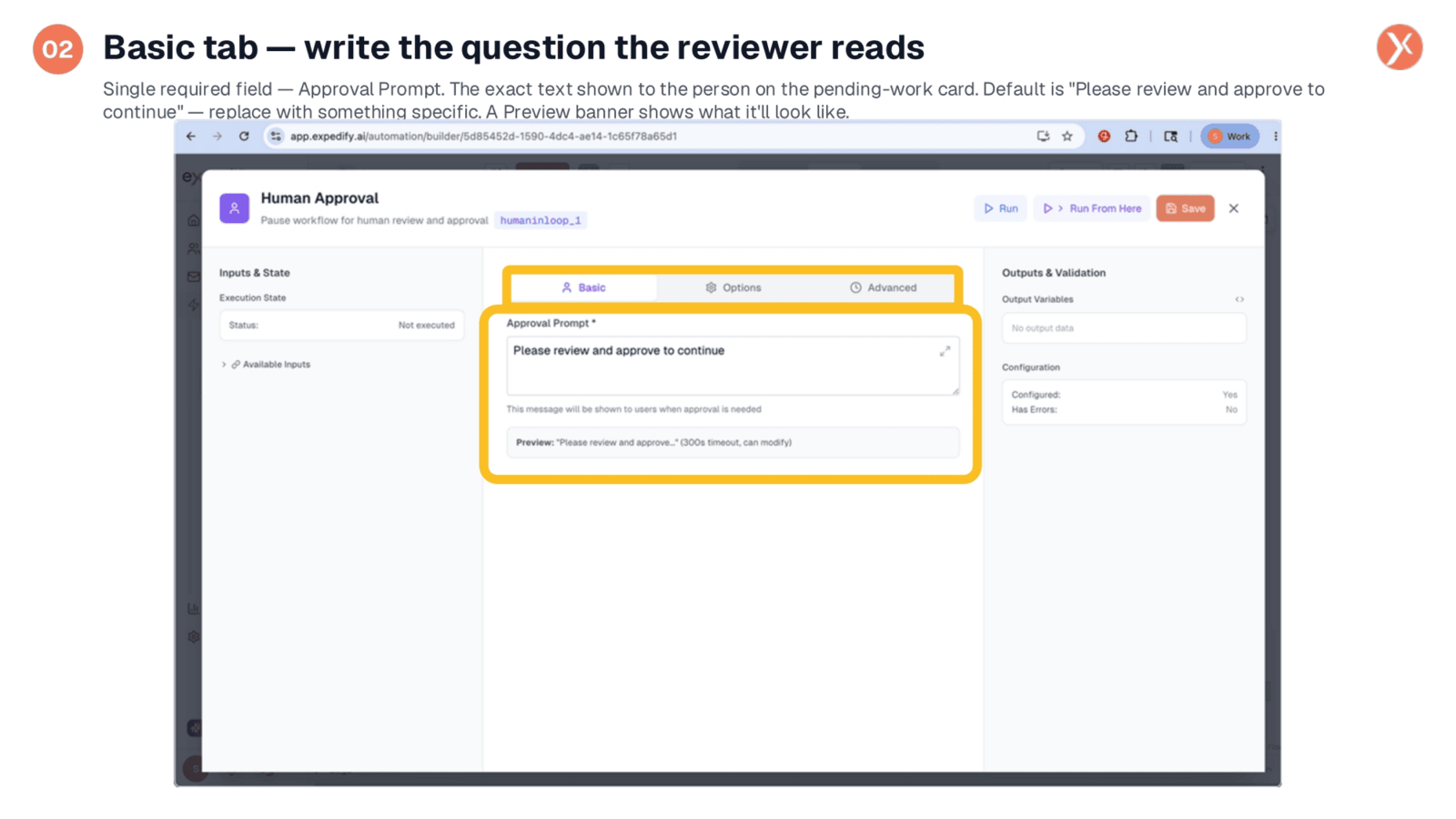 Basic Tab: Defining the Reviewer's Question