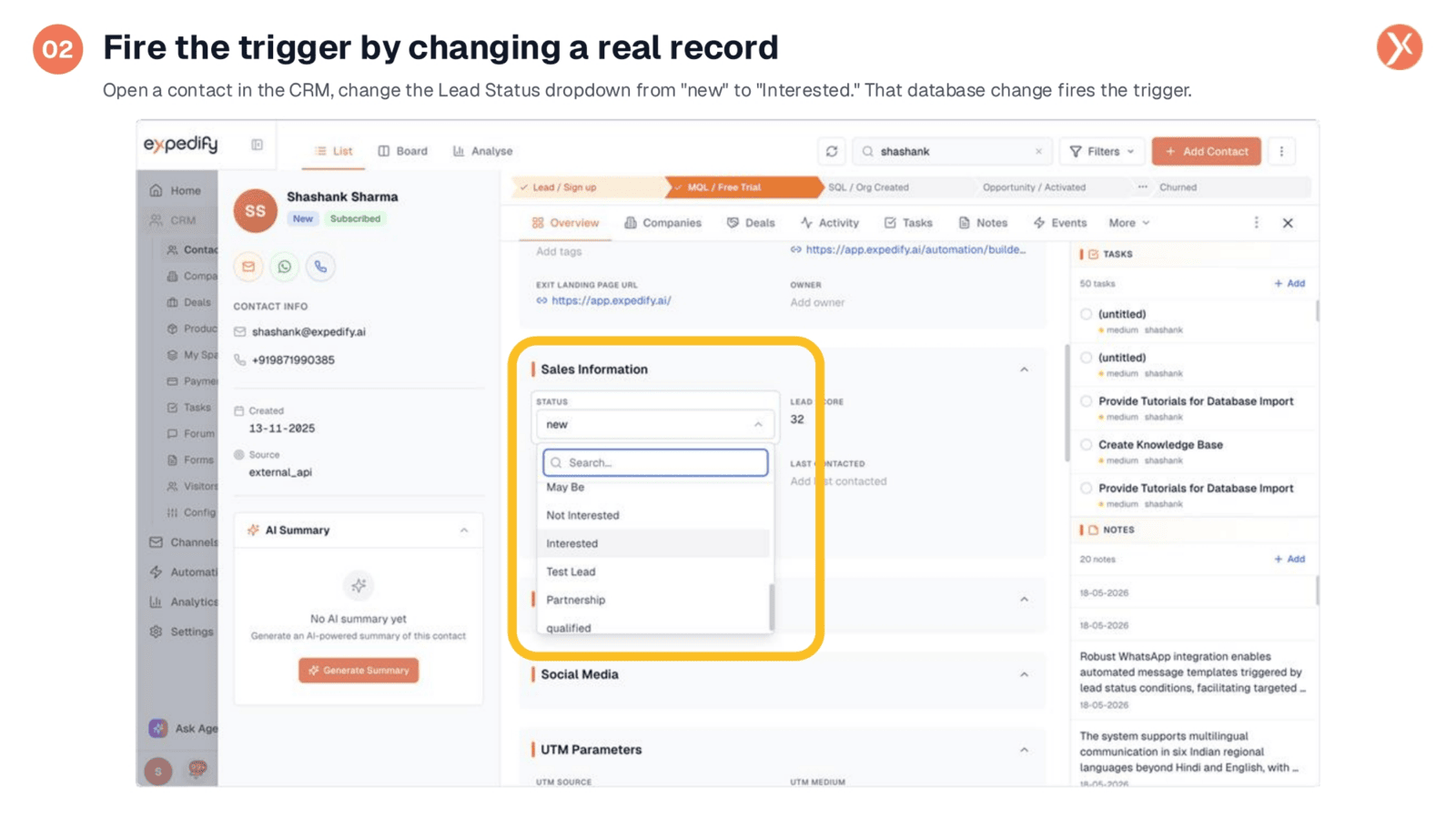Fire the Trigger by Changing a Real Record