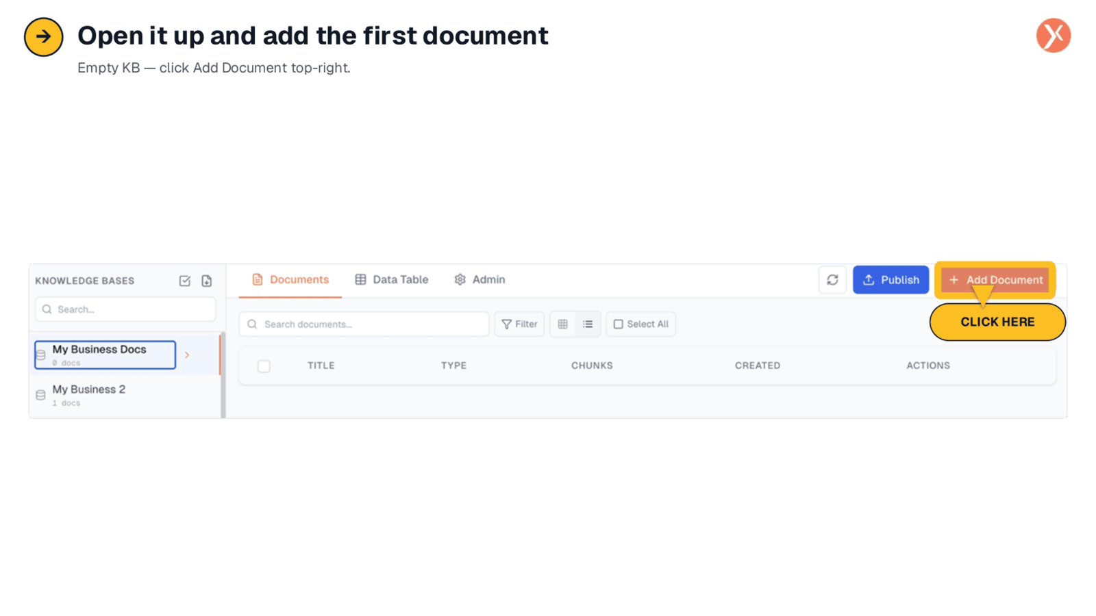 Open it up and add the first document