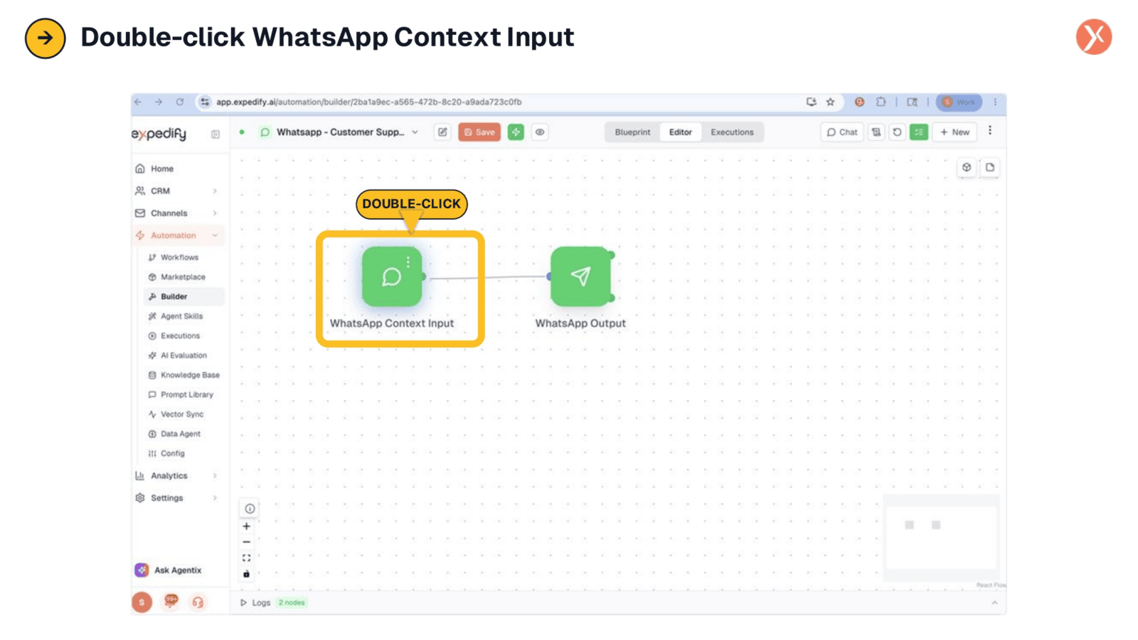 Configuring WhatsApp Context Input