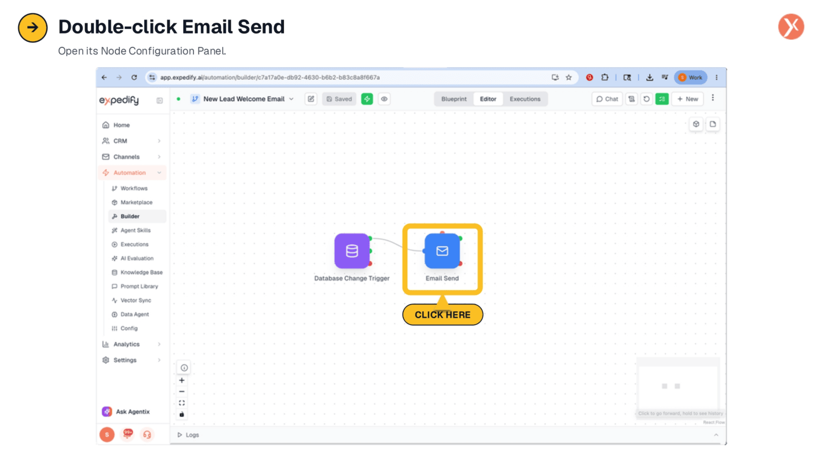 Double-click Email Send to Configure