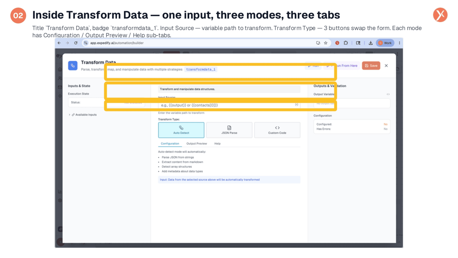 Exploring Transform Data Modes
