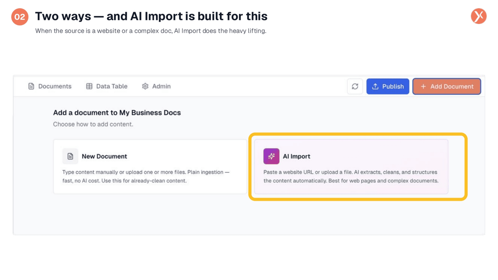 Two Ways to Add Content: AI Import for Complex Documents