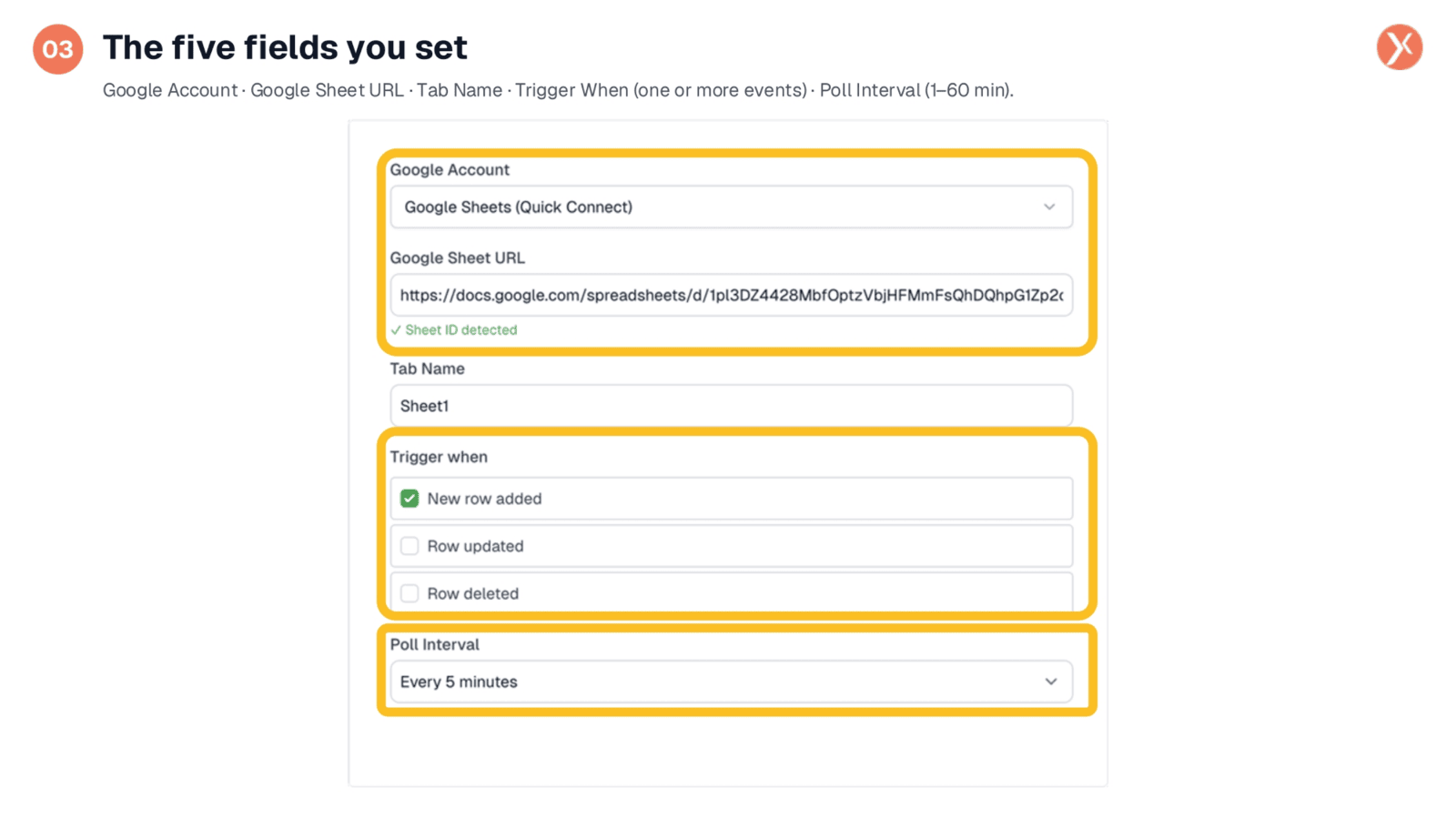 Configuring the Five Trigger Fields