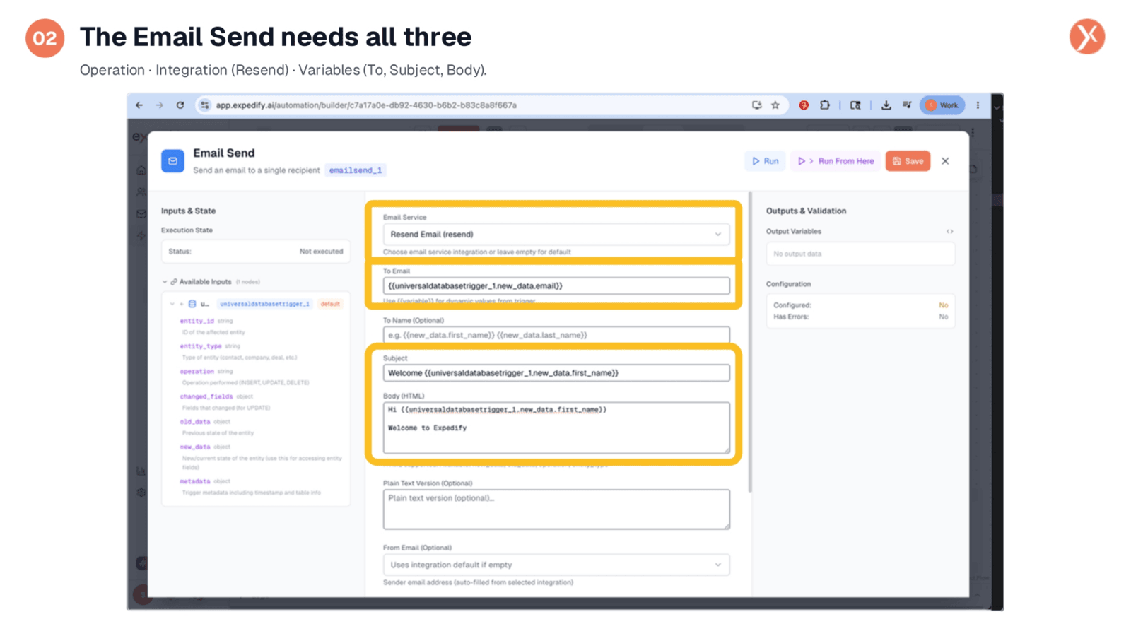Email Send Node: Operation, Integration, and Variables