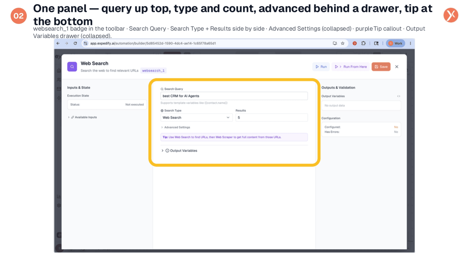 Web Search Configuration Panel Overview