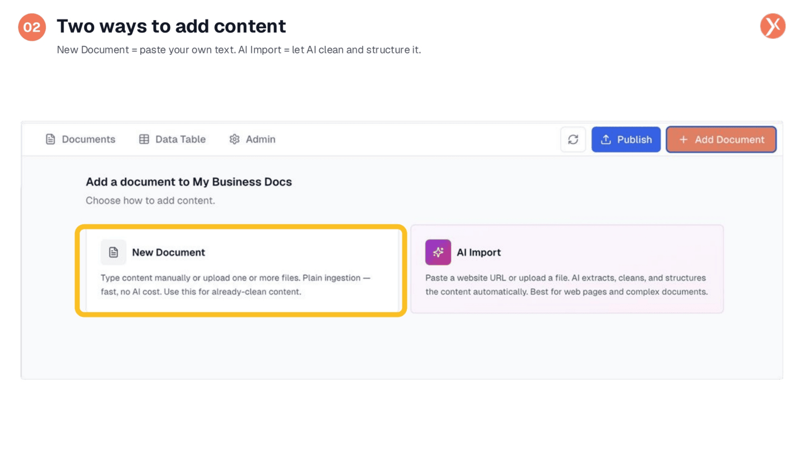 Two ways to add content