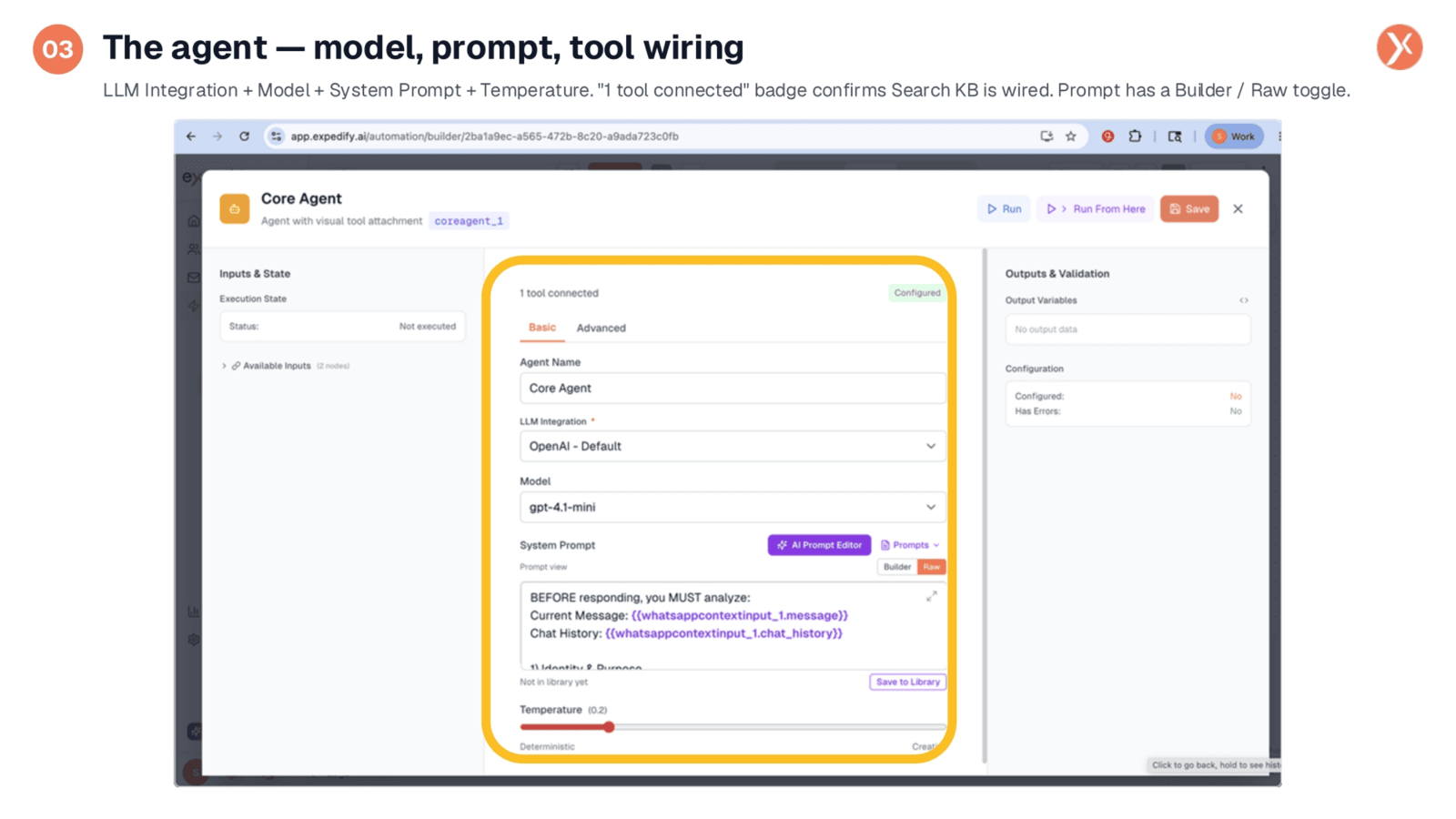 Agent Configuration: Model, Prompt, Tool Wiring