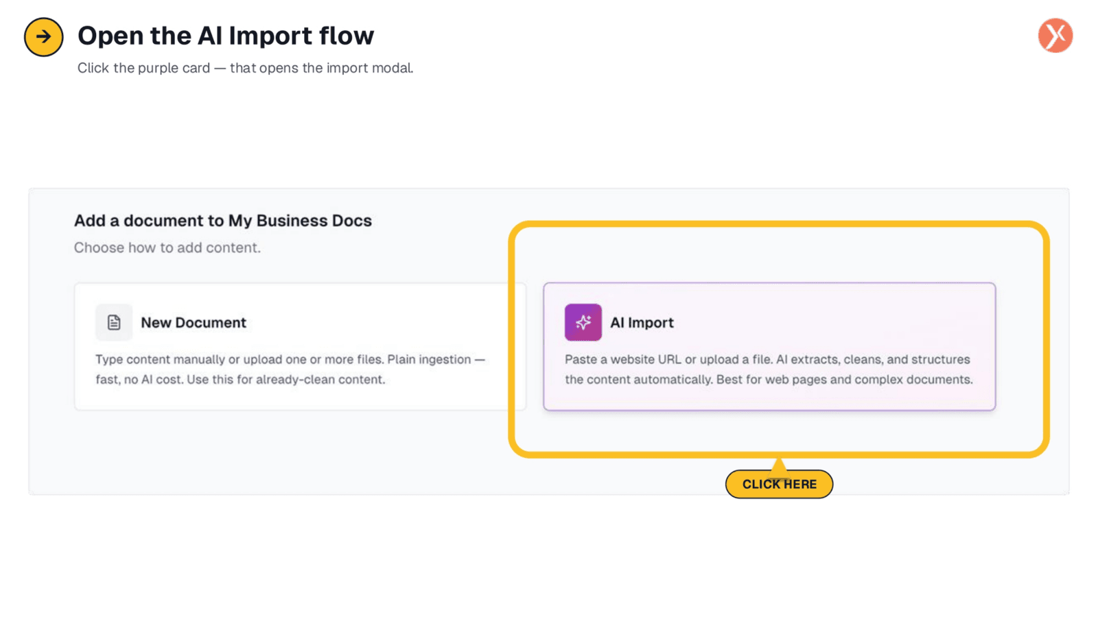 Opening the AI Import Flow