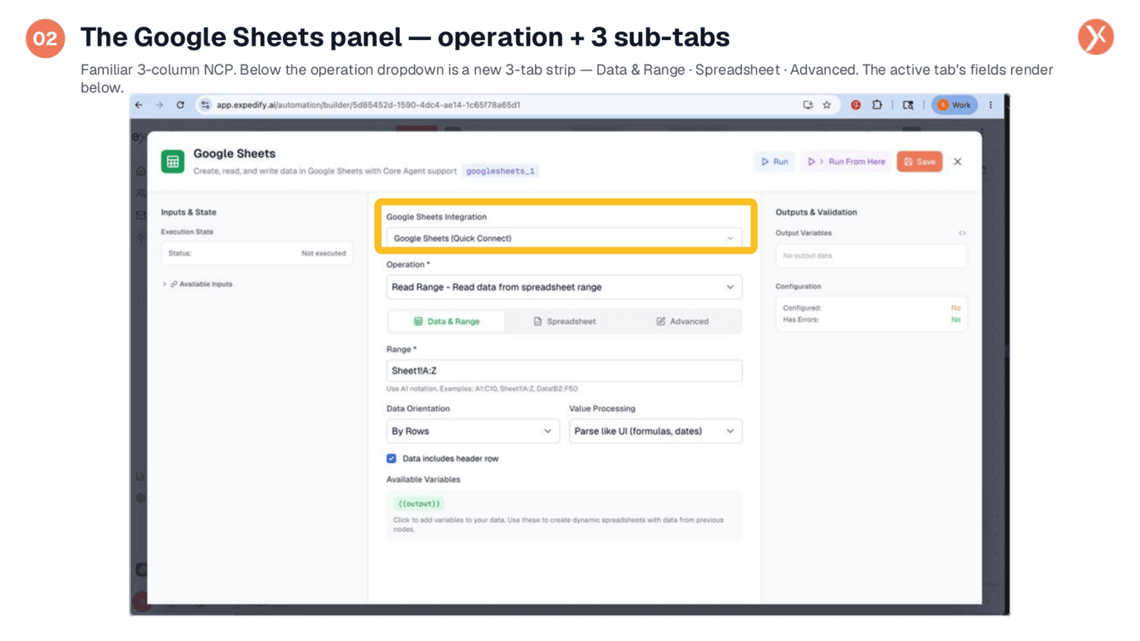 The Google Sheets Panel Layout