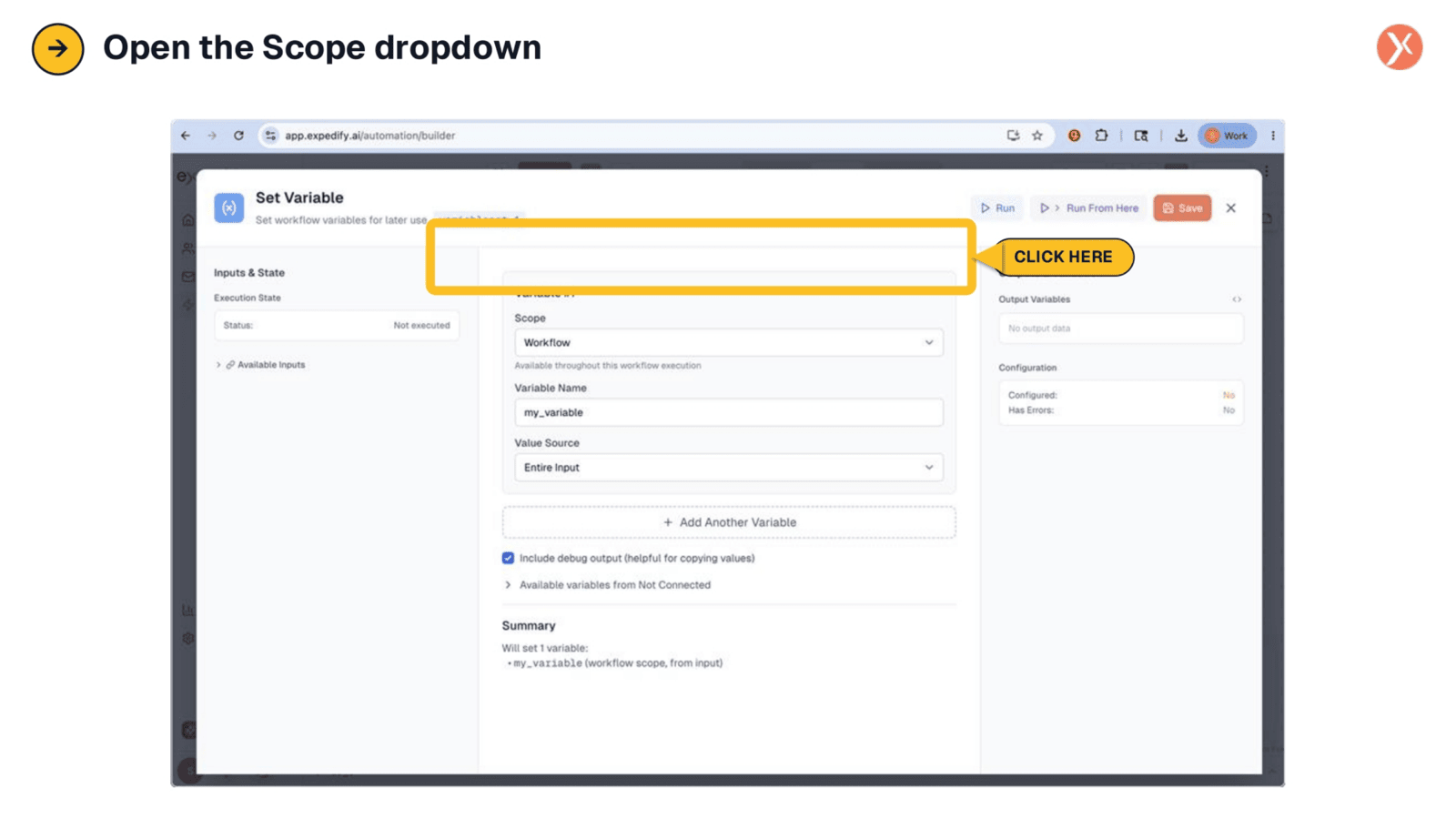 Opening the Scope Dropdown
