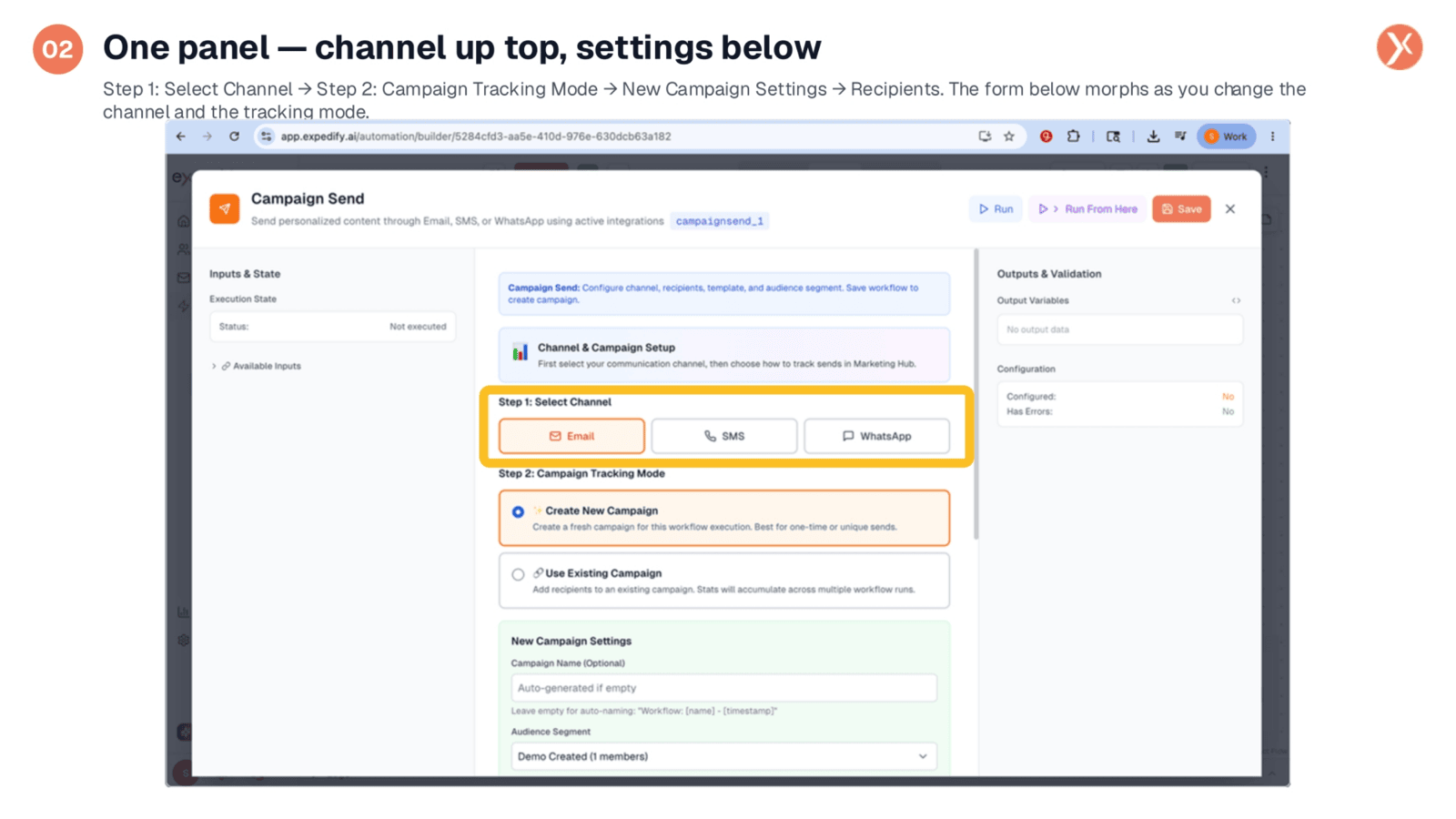 Campaign Send Configuration Panel
