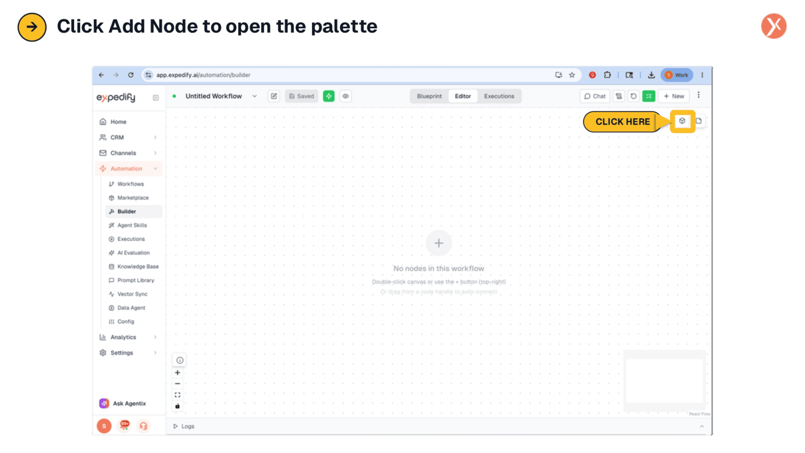 Opening the Node Palette