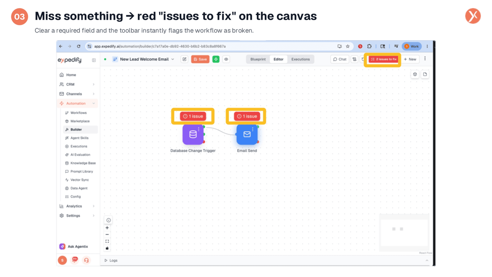 Identifying Workflow Issues on the Canvas