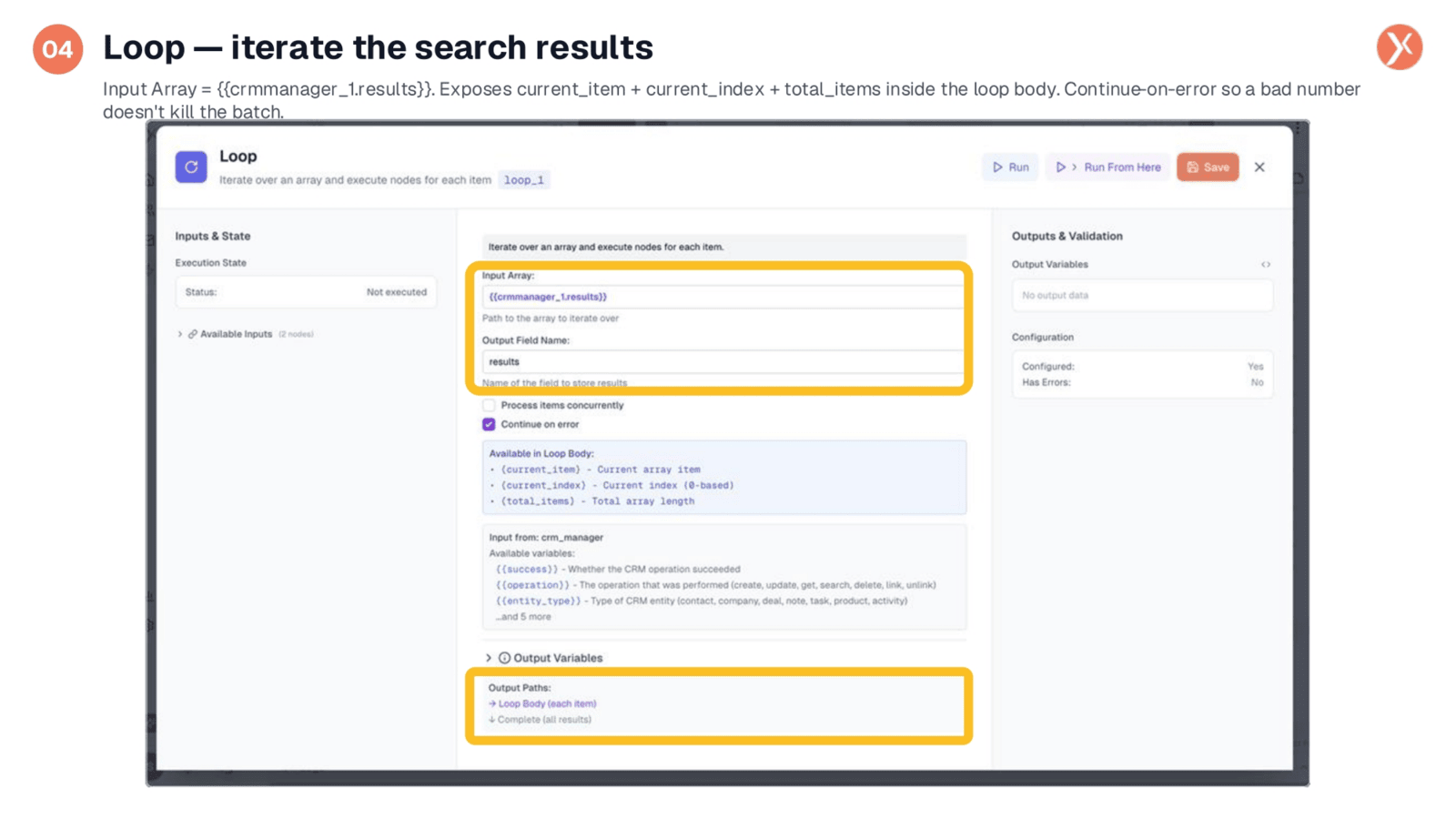 Loop Node: Iterating Search Results