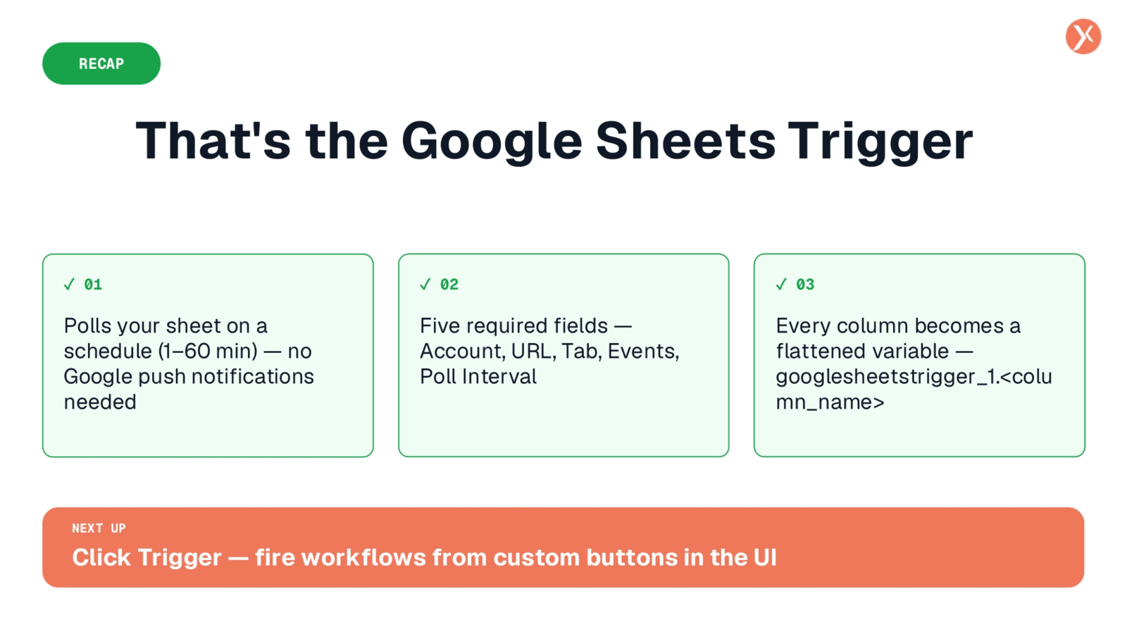 Google Sheets Trigger Recap