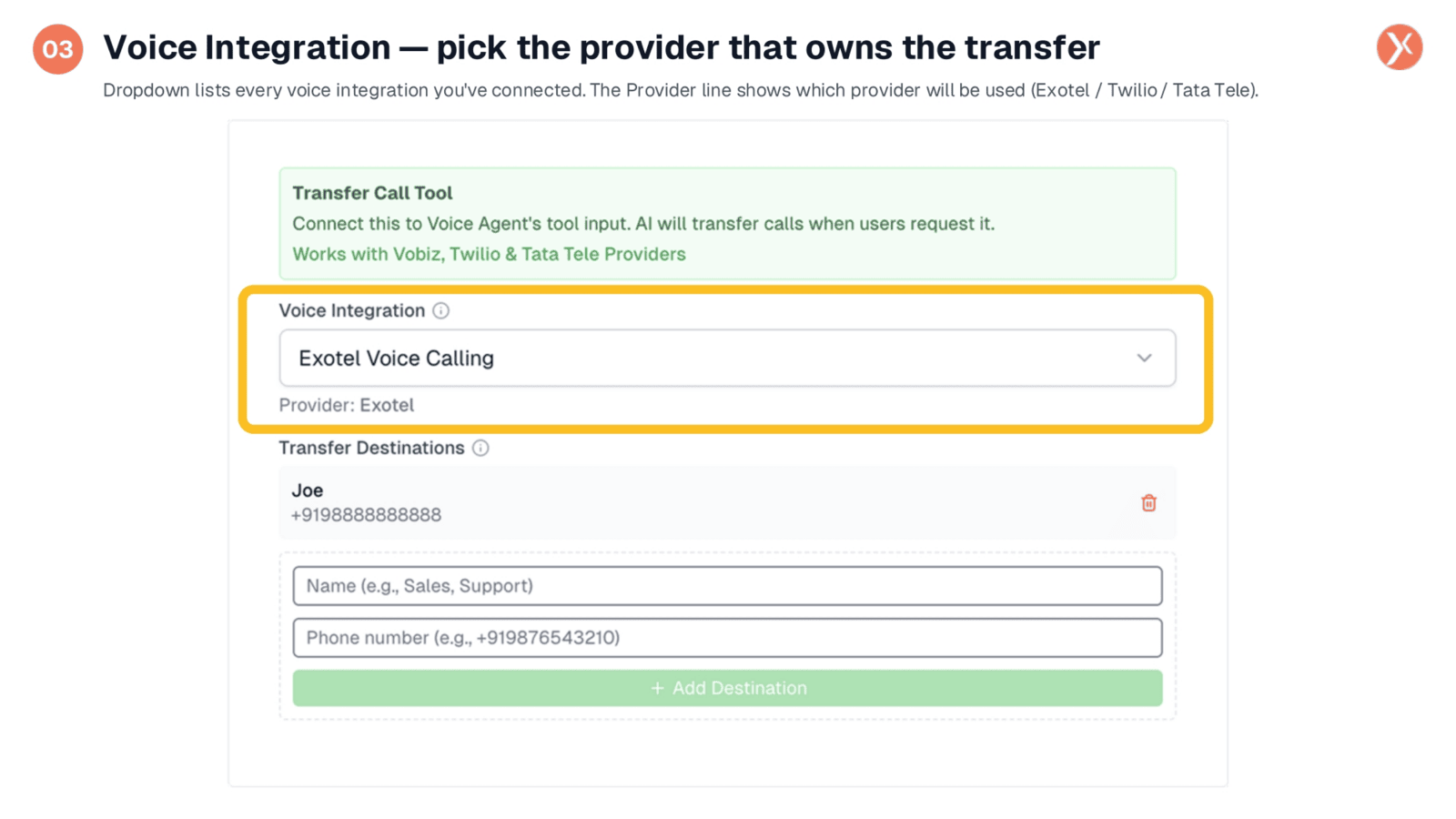 Voice Integration Selection