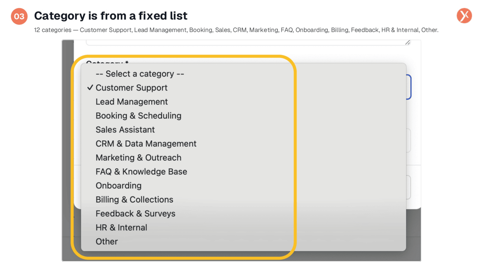Fixed Category List