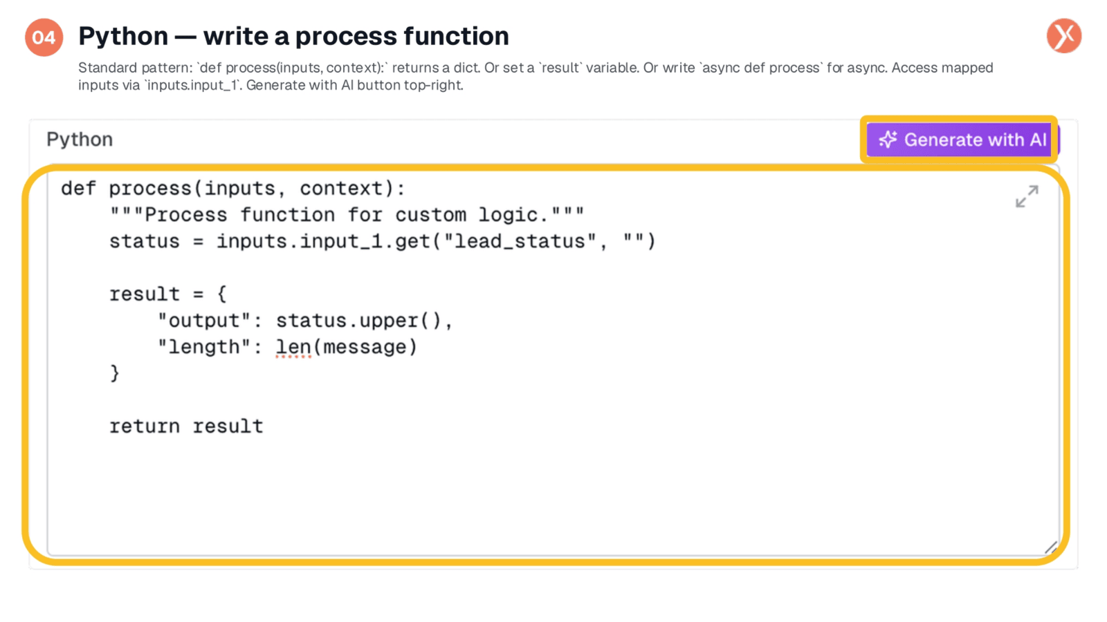 Python: Writing Your Process Function