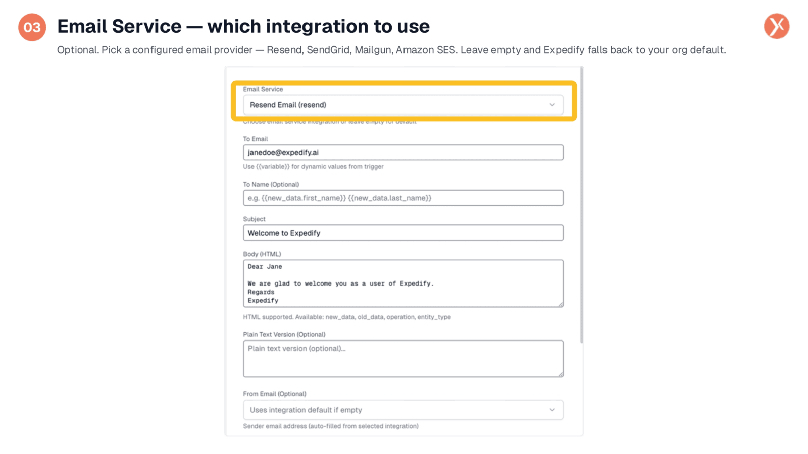 Selecting an Email Service Integration