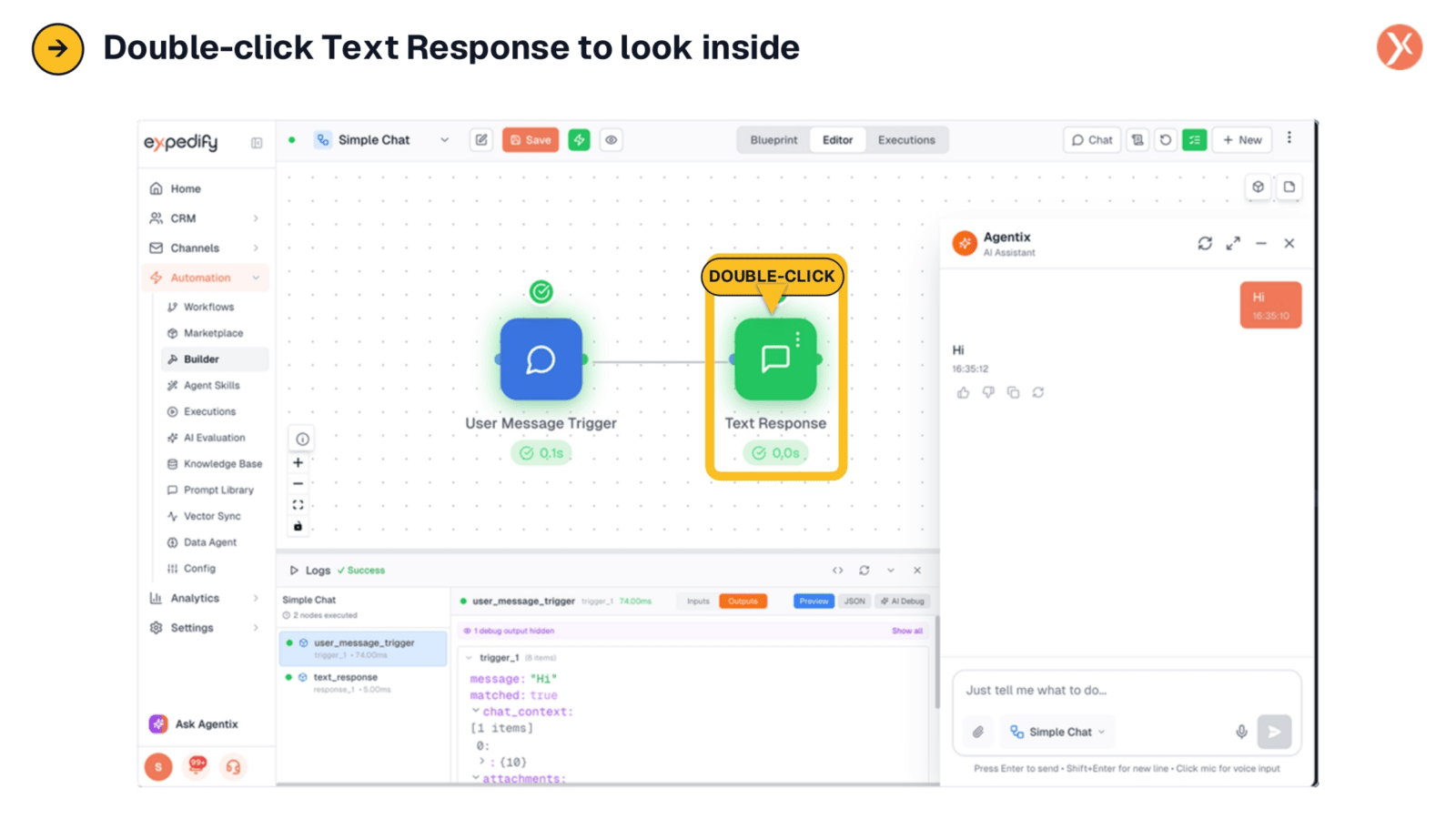 Double-click Text Response to Inspect