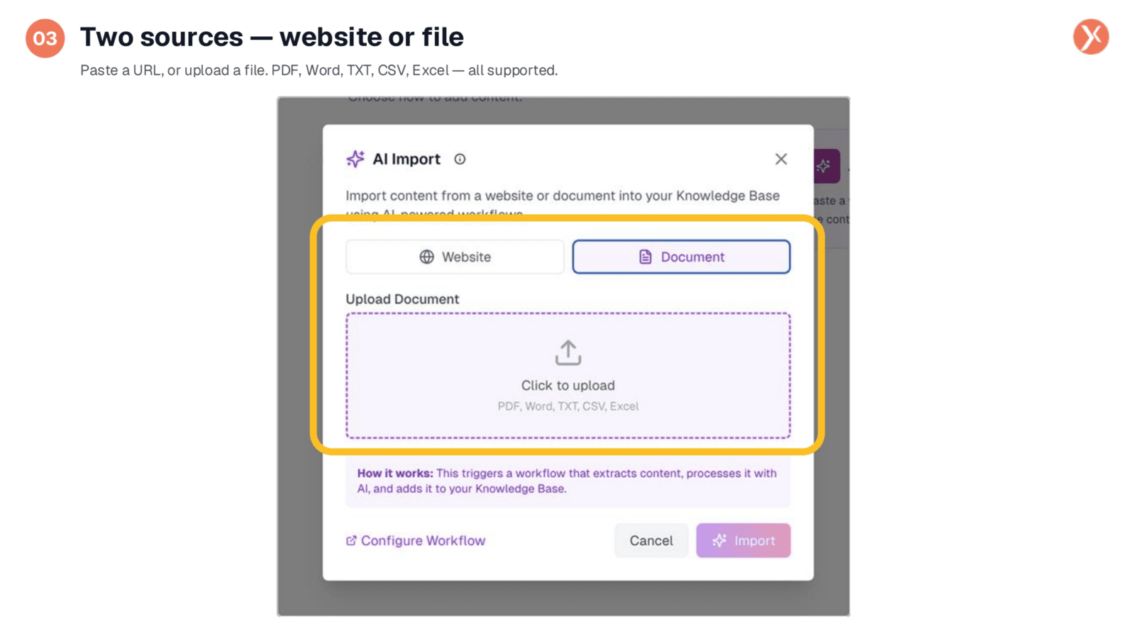 Selecting the Source: Website or File Upload