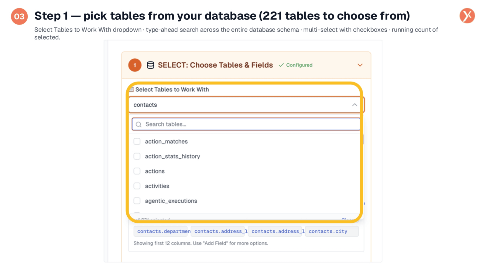 Step 1: Pick Tables from Your Database