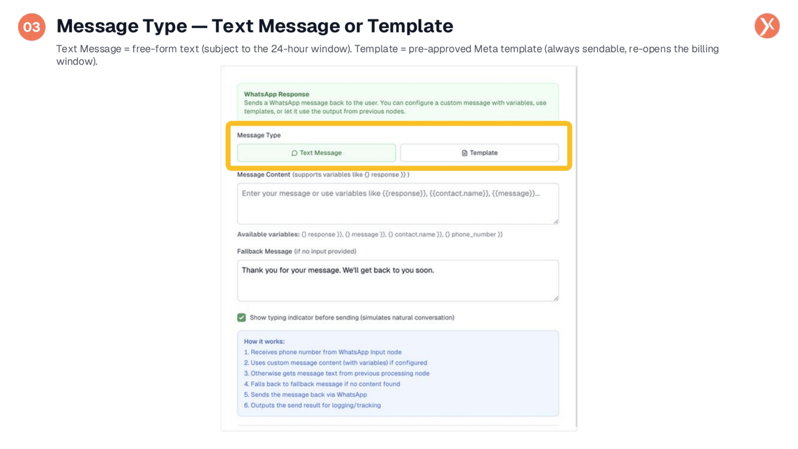 Choosing Message Type: Text or Template