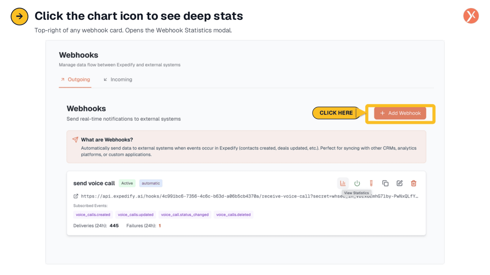 Accessing Detailed Webhook Statistics