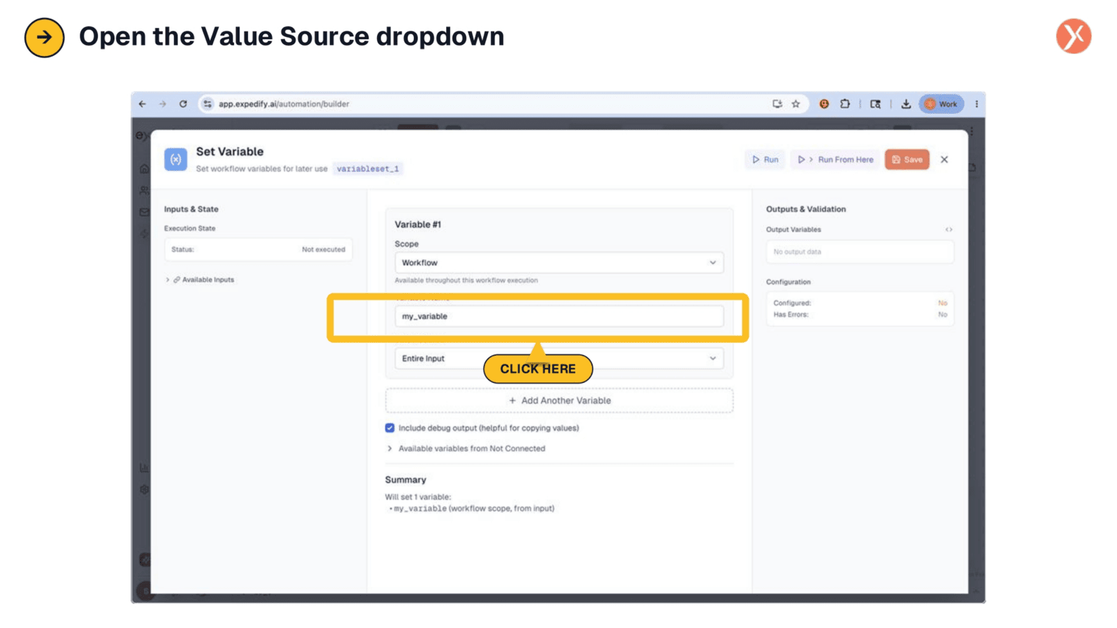 Opening the Value Source Dropdown