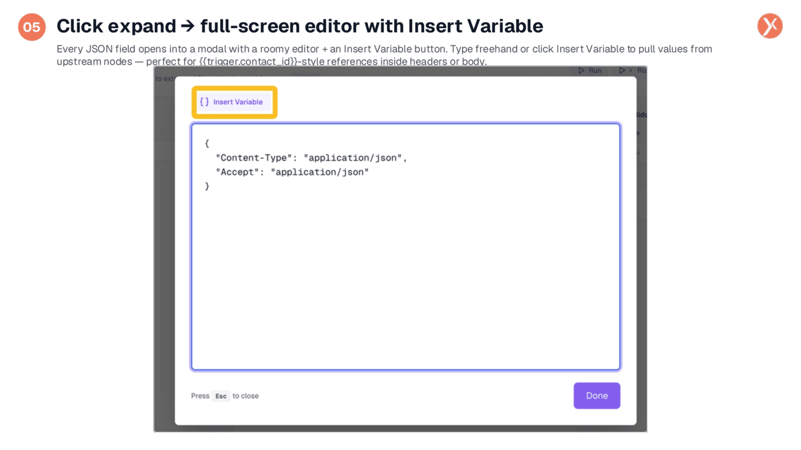 Full-Screen Editor with Variable Insertion