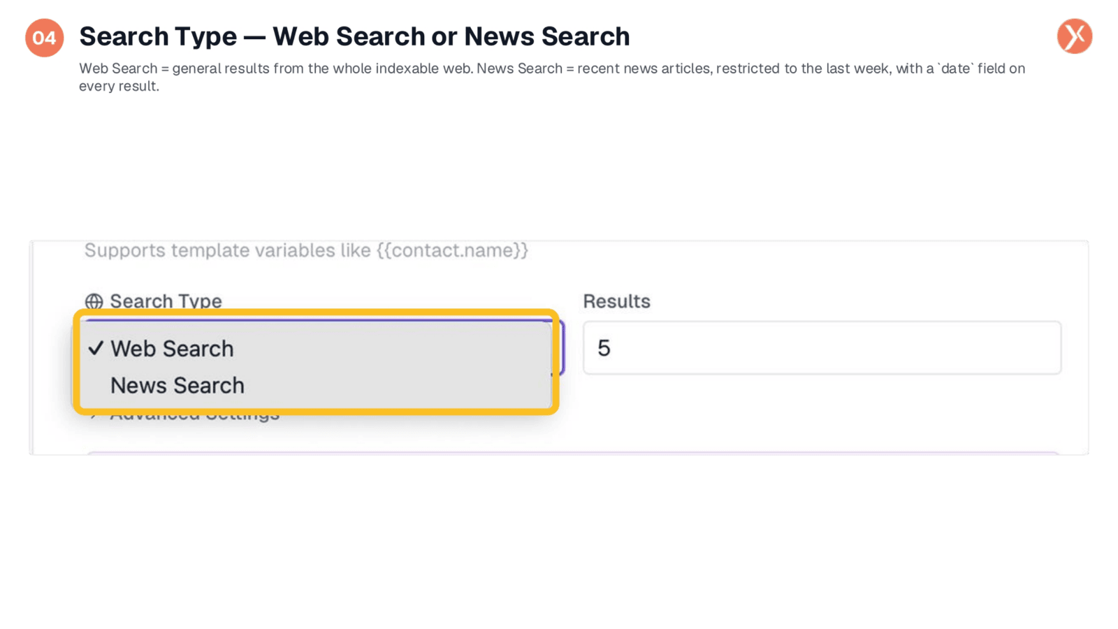 Choosing Search Type: Web or News