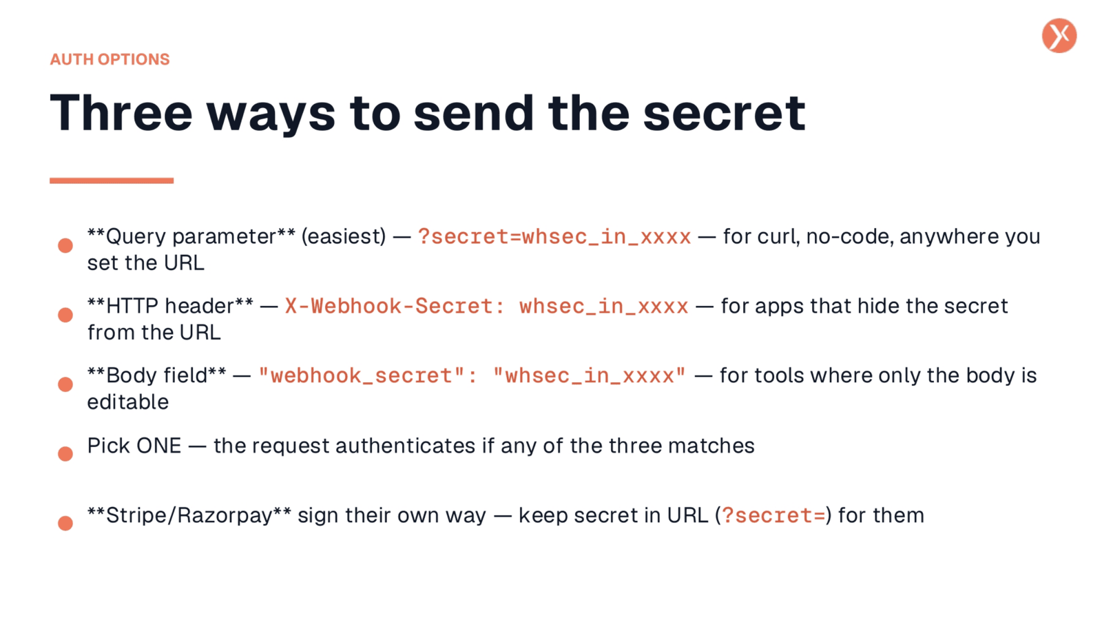 Three Ways to Send the Secret