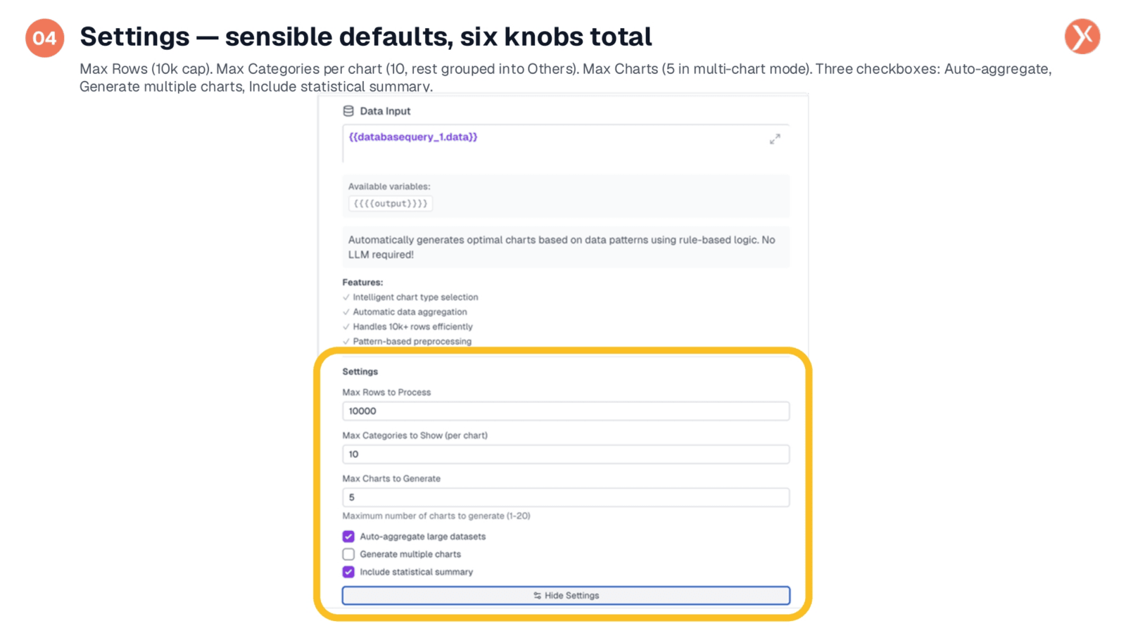 Settings: Sensible Defaults and Key Controls