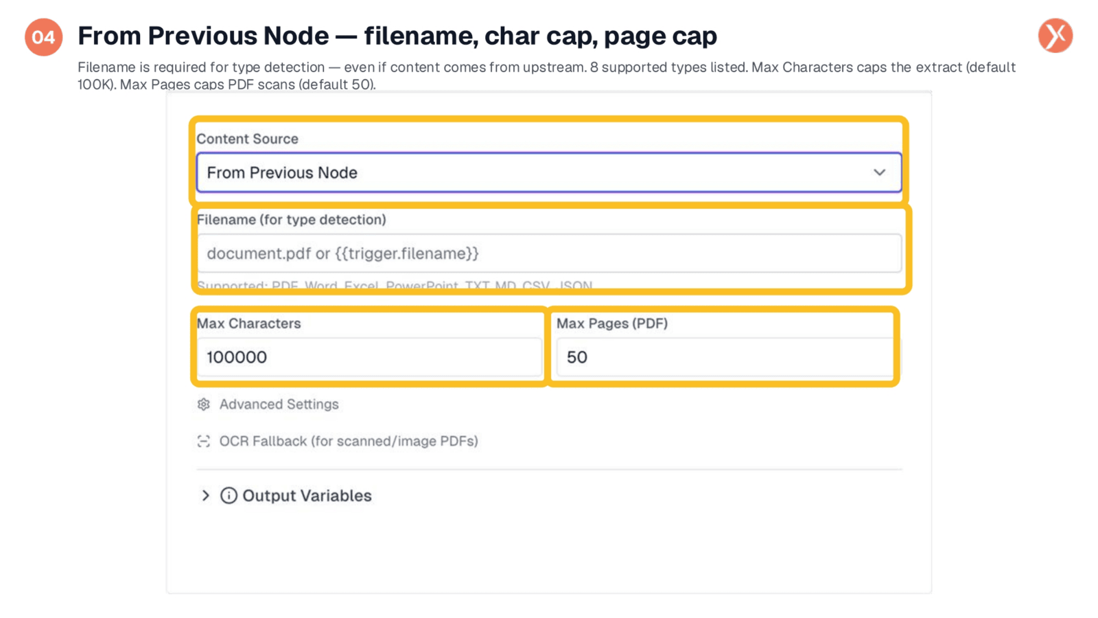 From Previous Node Configuration