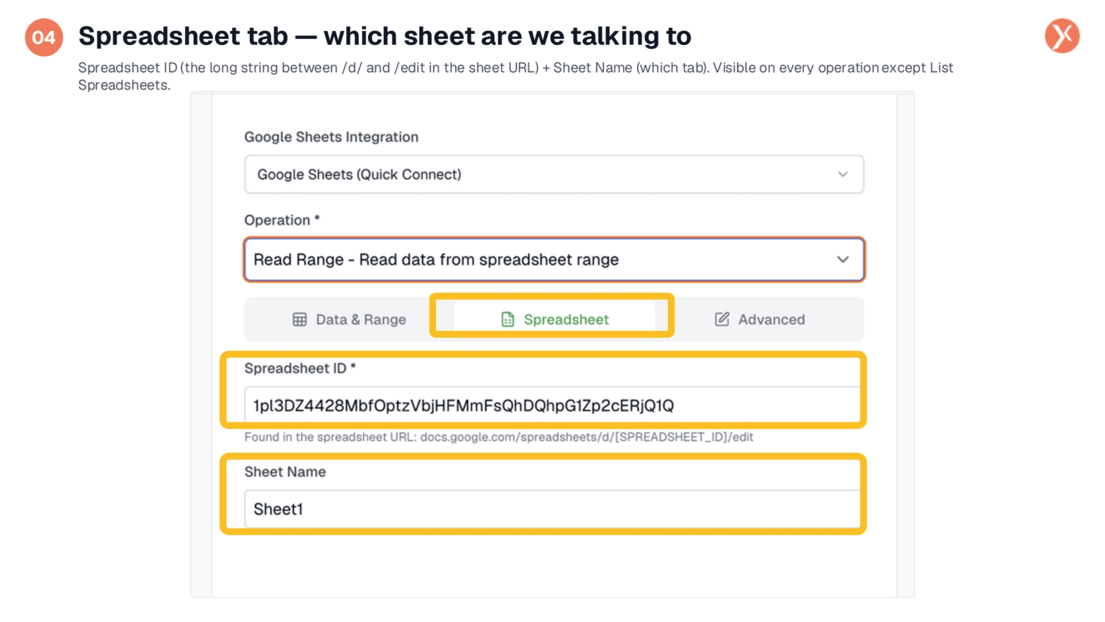 Configuring the Spreadsheet Tab