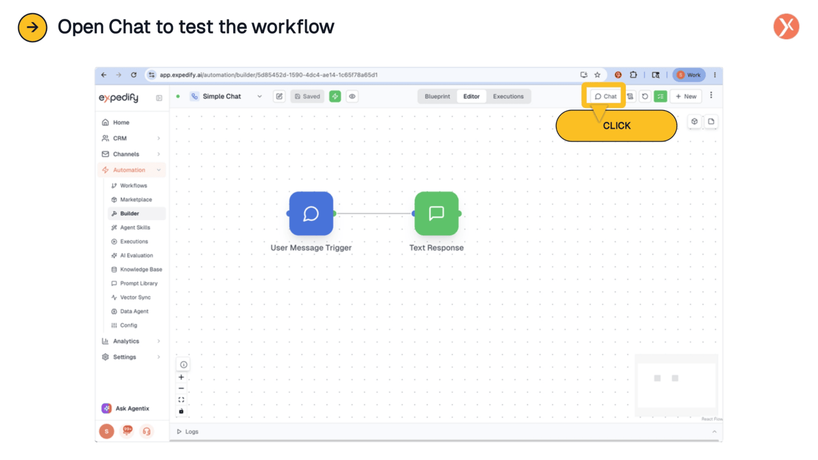 Open Chat to Test the Workflow