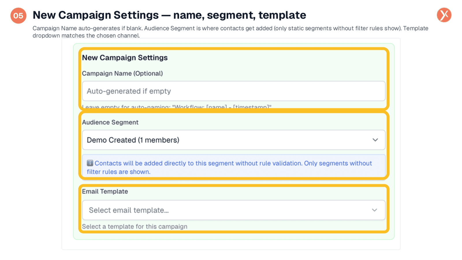 New Campaign Settings Configuration