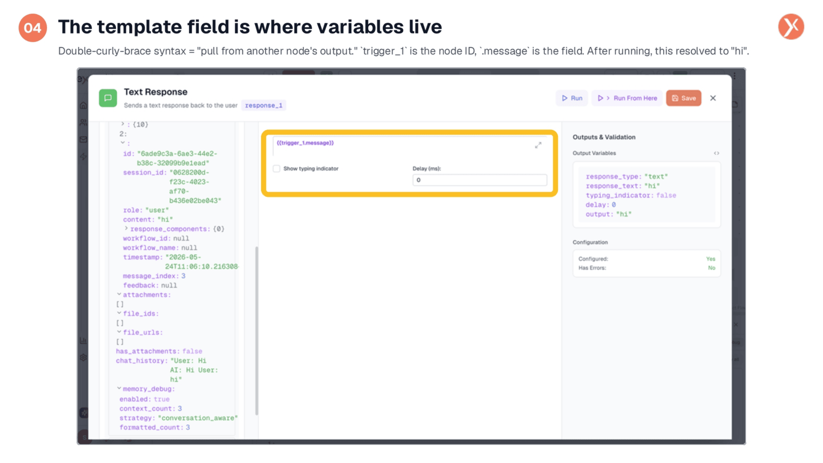Variables in the Template Field