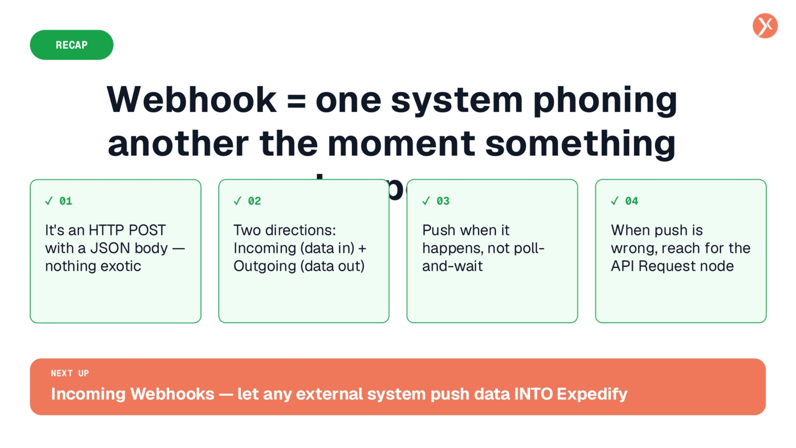 Webhook Recap and Next Steps