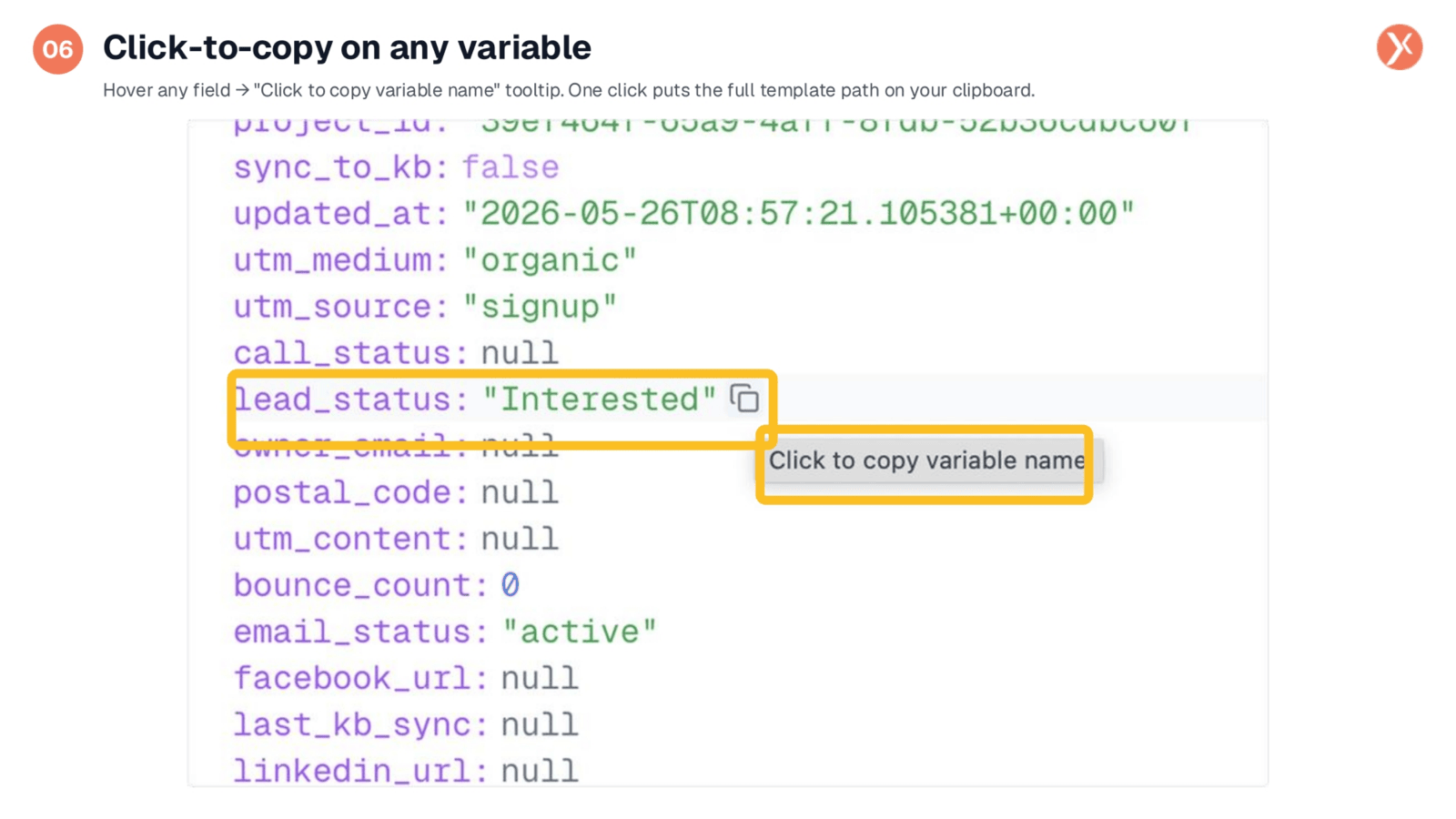 Click-to-Copy Any Variable for Easy Reuse