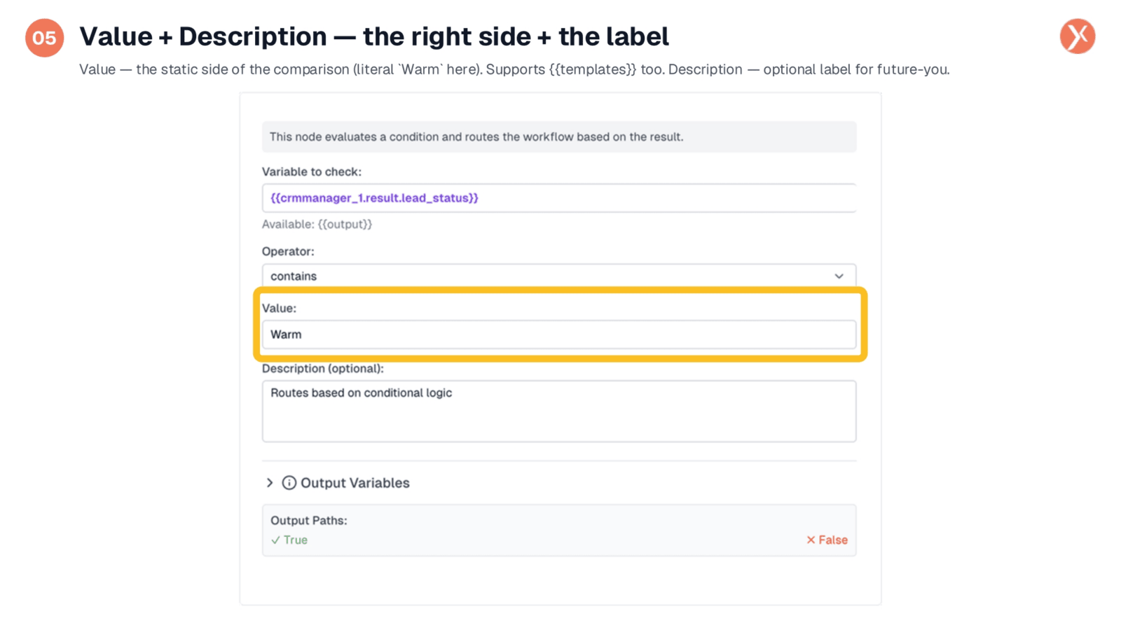 Setting the Value and Description