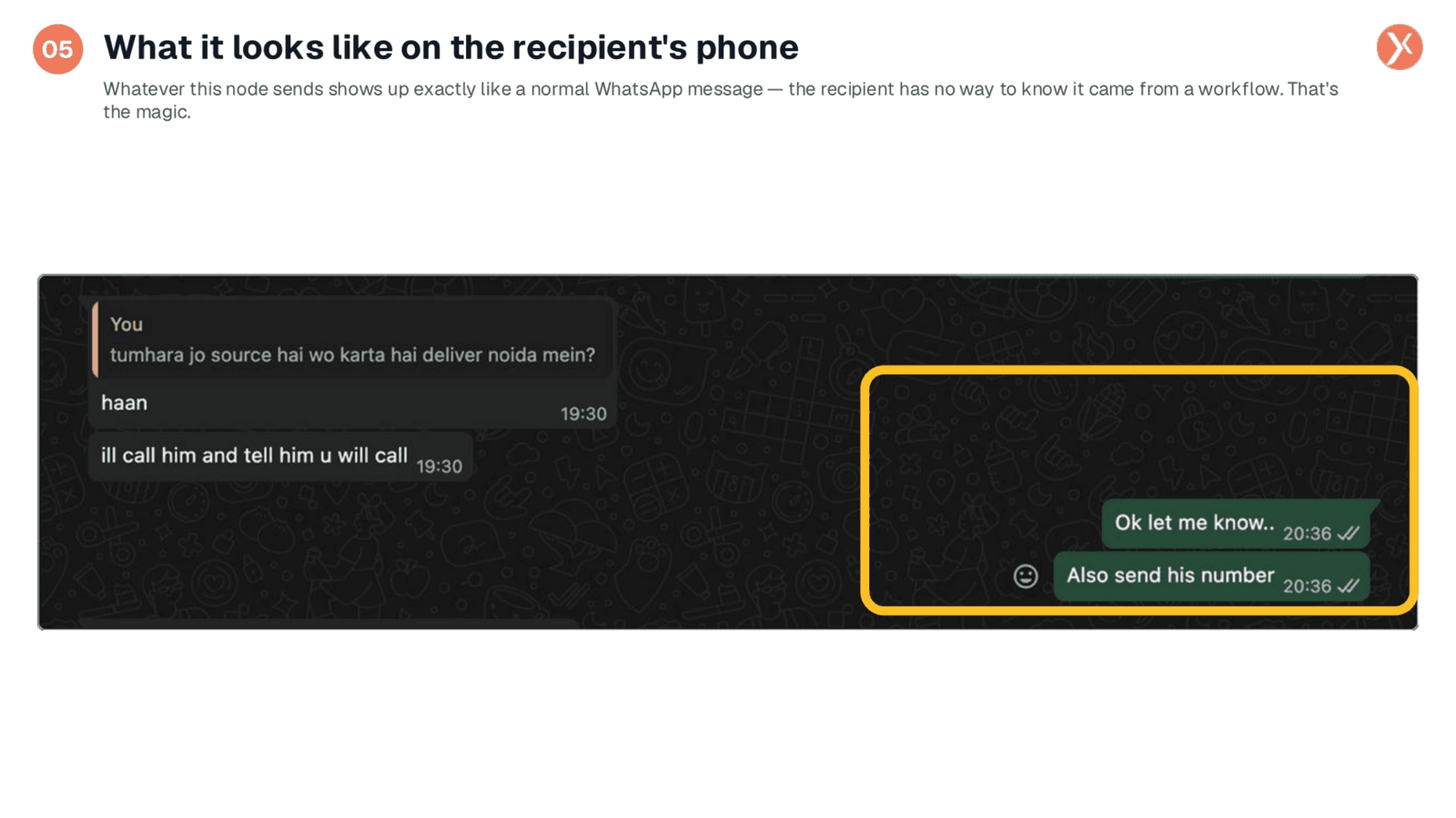 Recipient's View of WhatsApp Output