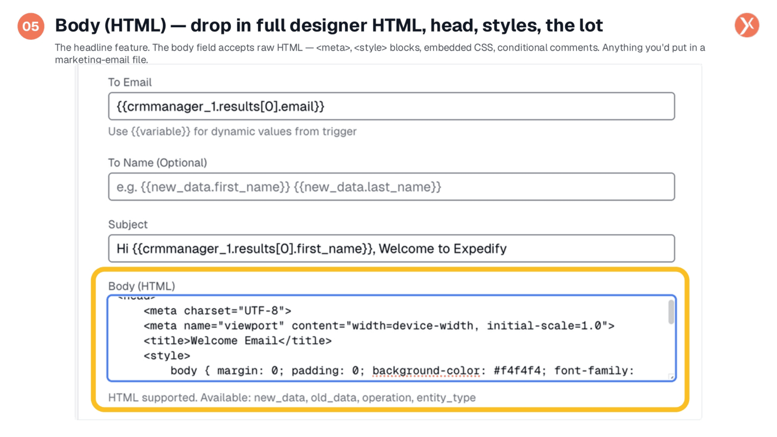Utilizing Full HTML in the Email Body