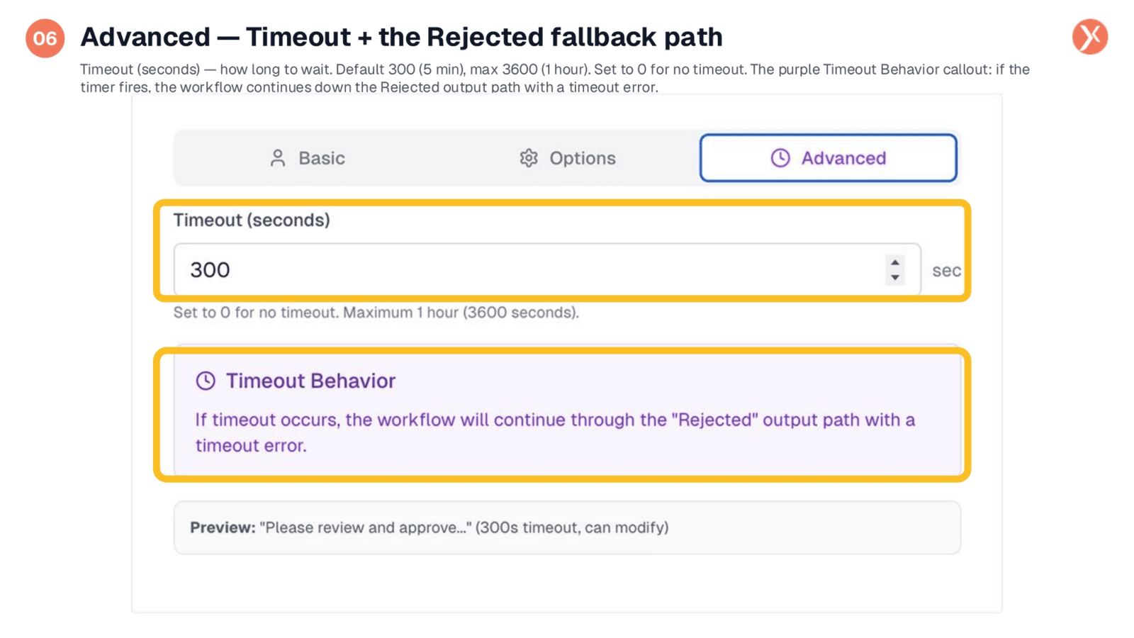 Advanced Tab: Timeout and Fallback Path