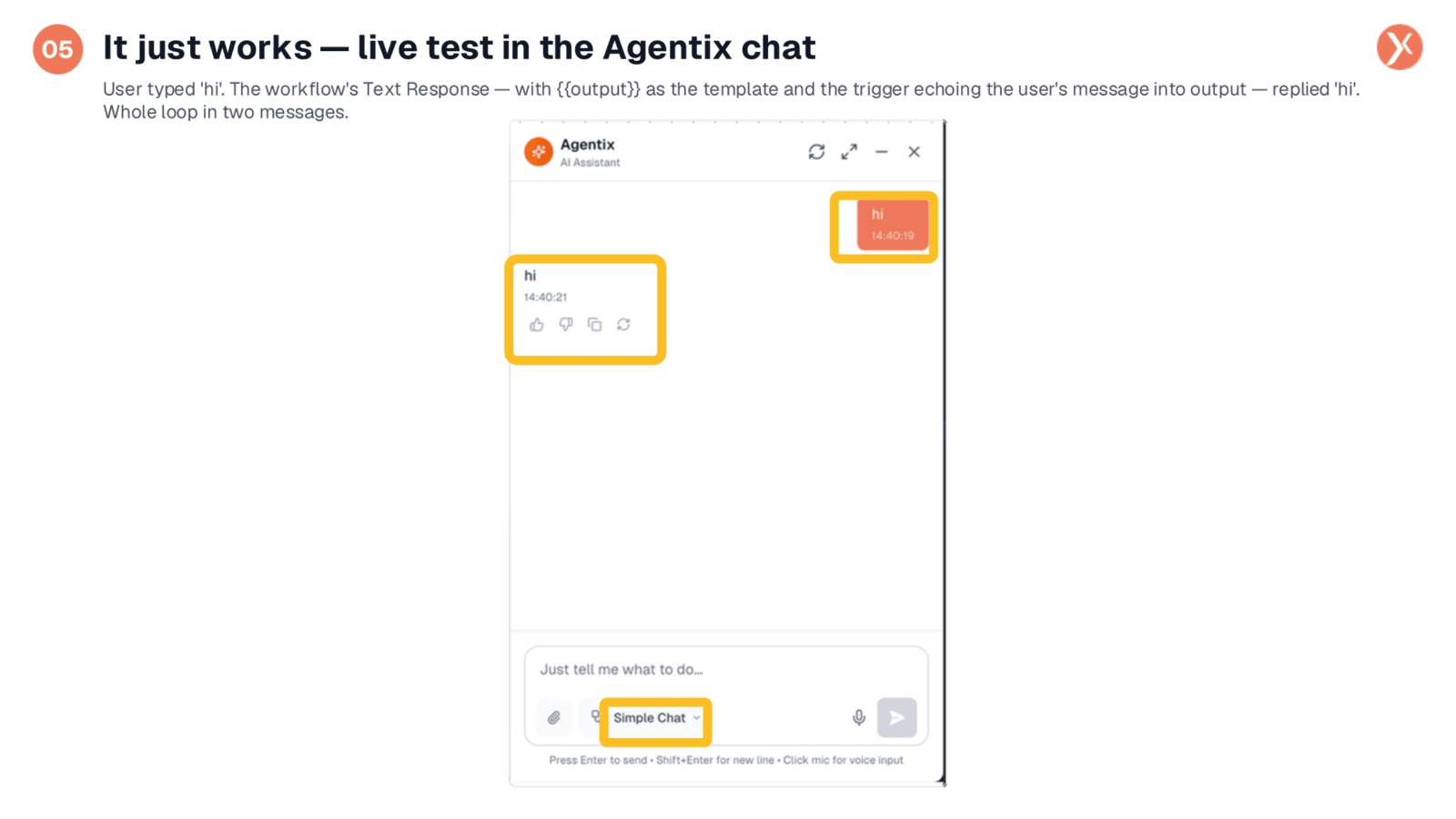 Live Testing in Agentix Chat