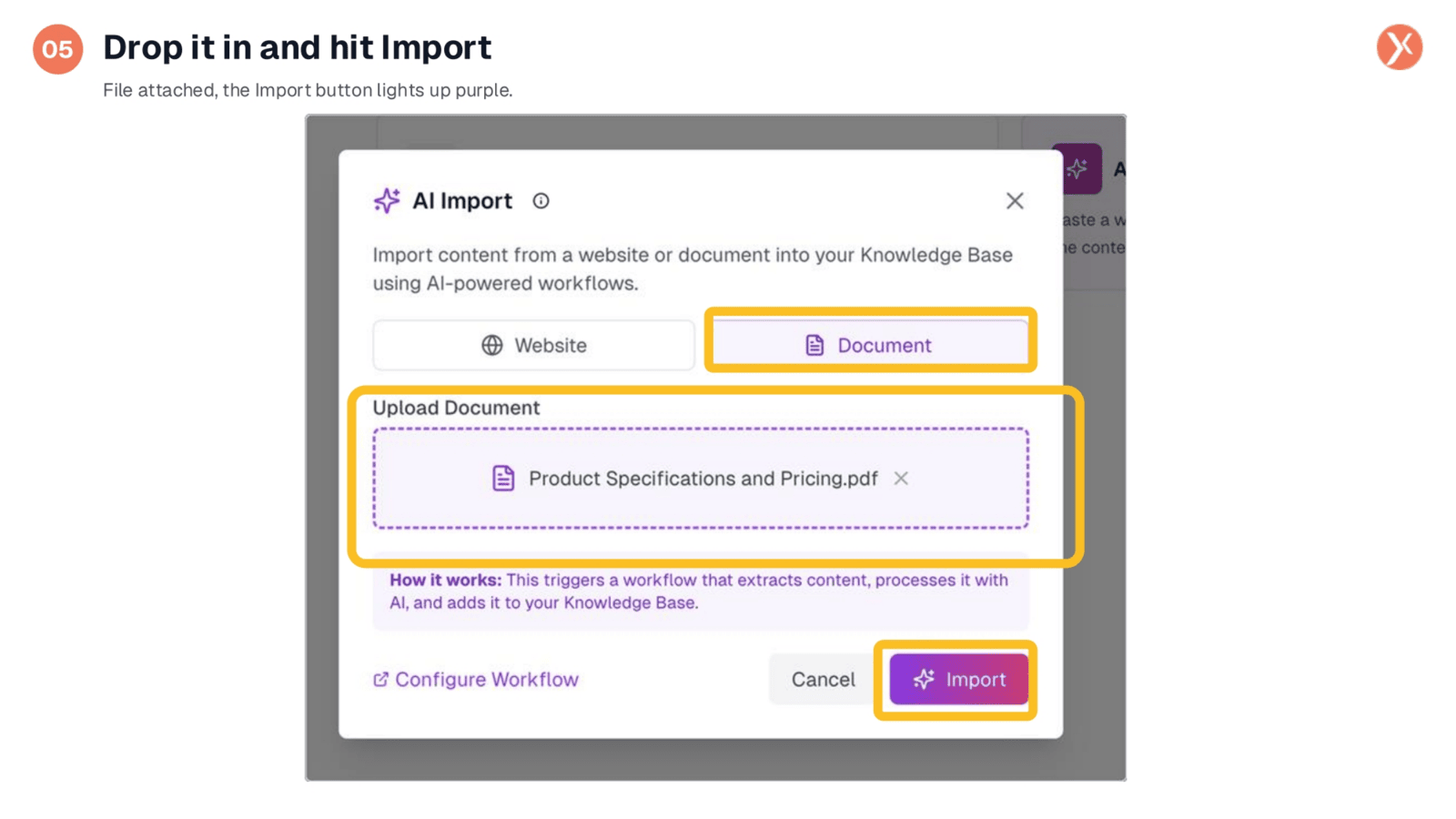 Attaching the File and Initiating Import